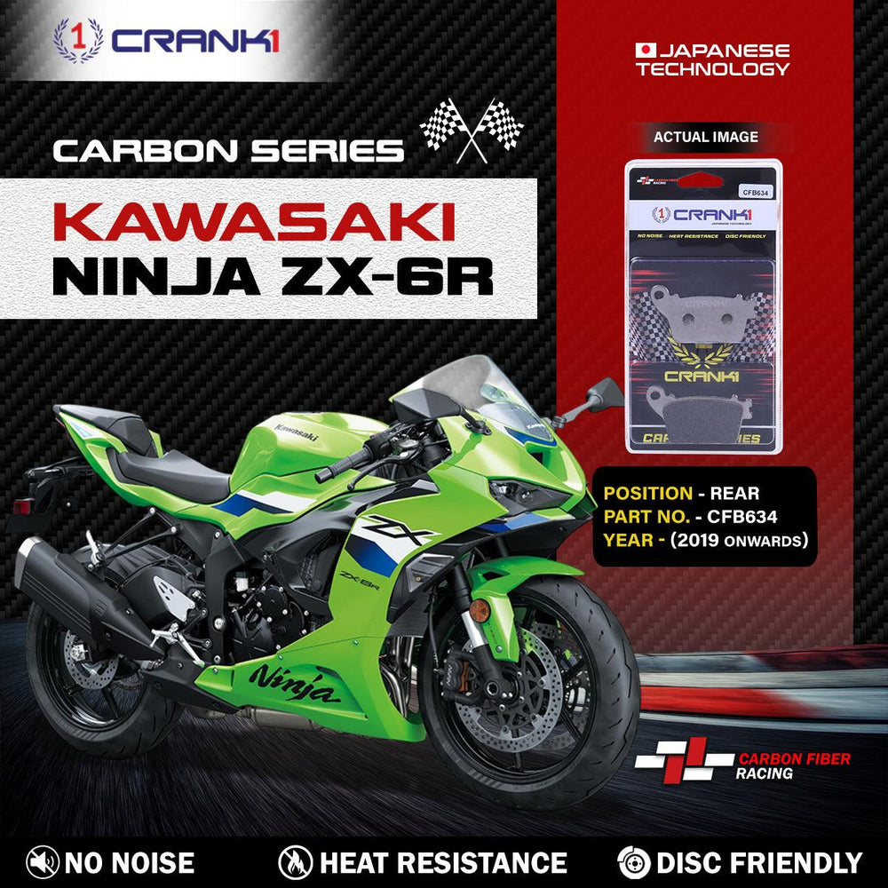 Carbon Brake Pads For Kawasaki Ninja ZX-6R (2019 Onwards) - Rear - CFB634