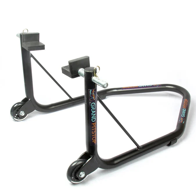 Non-Dismantlable Rear Paddock Stand With Skate Wheels (upto 350 kg) - Black 52