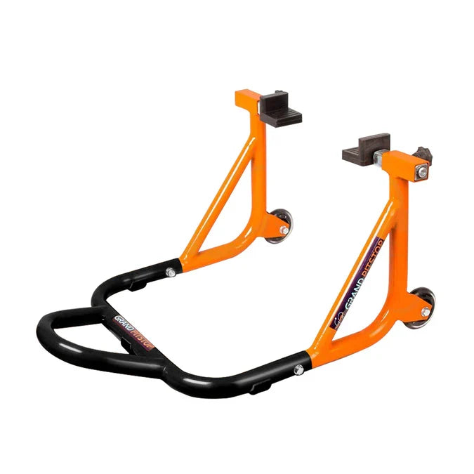 Dismantlable Rear Paddock Stand & Skate Wheels (Bike Wt upto: 450 kgs) - Black-Orange