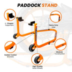 Dismantlable Rear Paddock Without Skate Wheels (upto 185 kg) - Orange