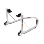 Non-Dismantlable Rear Paddock Stand With Skate Wheels (upto 350 kg) - Silver