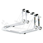 Non-Dismantlable Rear Paddock Stand With Skate Wheels (upto 350 kg) - Silver