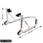 Non-Dismantlable Rear Paddock Stand With Skate Wheels (upto 350 kg) - Silver