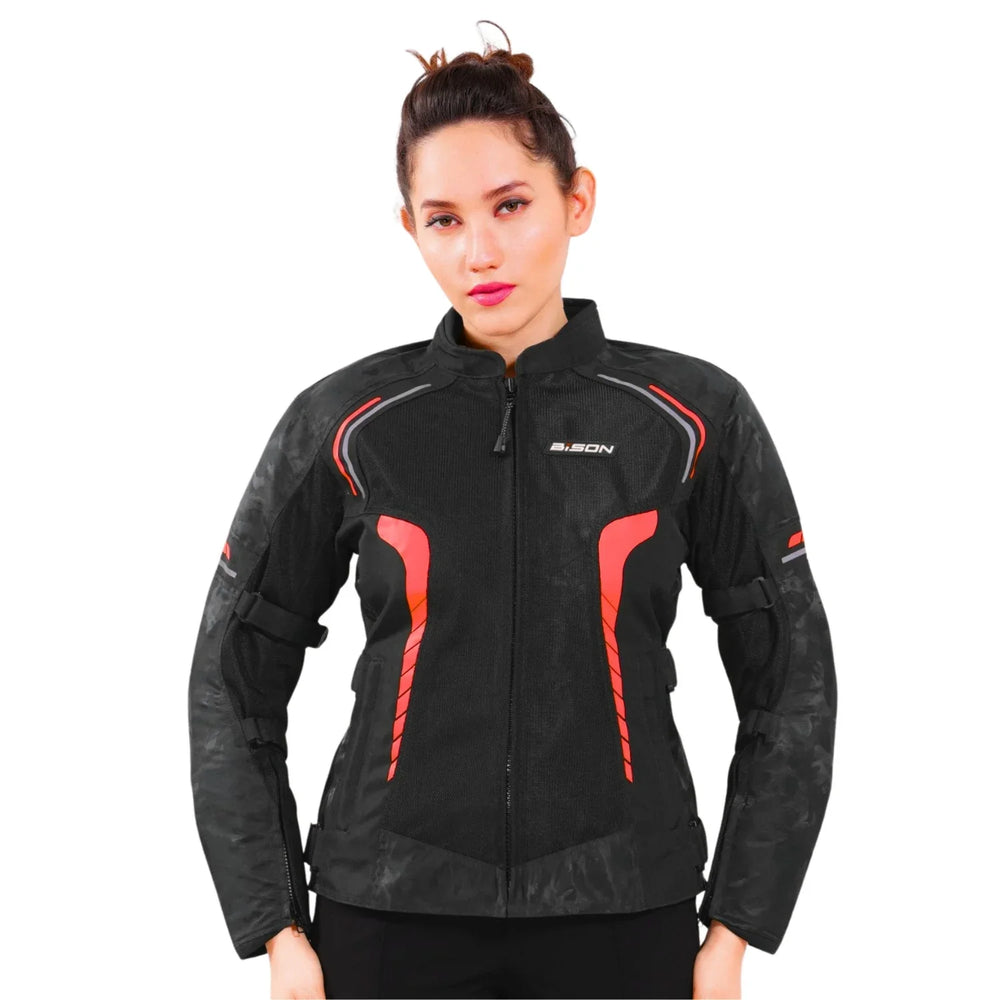PHOENIX WOMEN’S RIDING JACKET- HI-VIZ RED