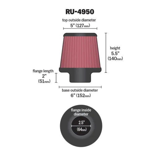 K&N Universal Bike Air Filter Round Straight (RU-0200)