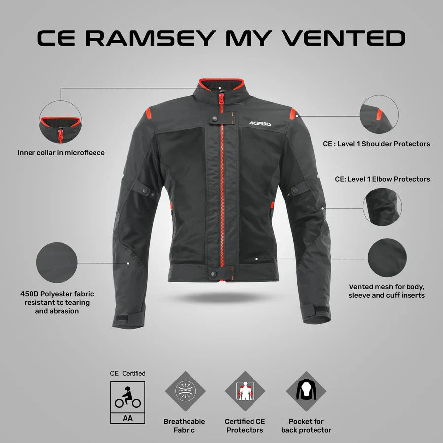 Acerbis Ramsey My Vented Jacket - Black/Red