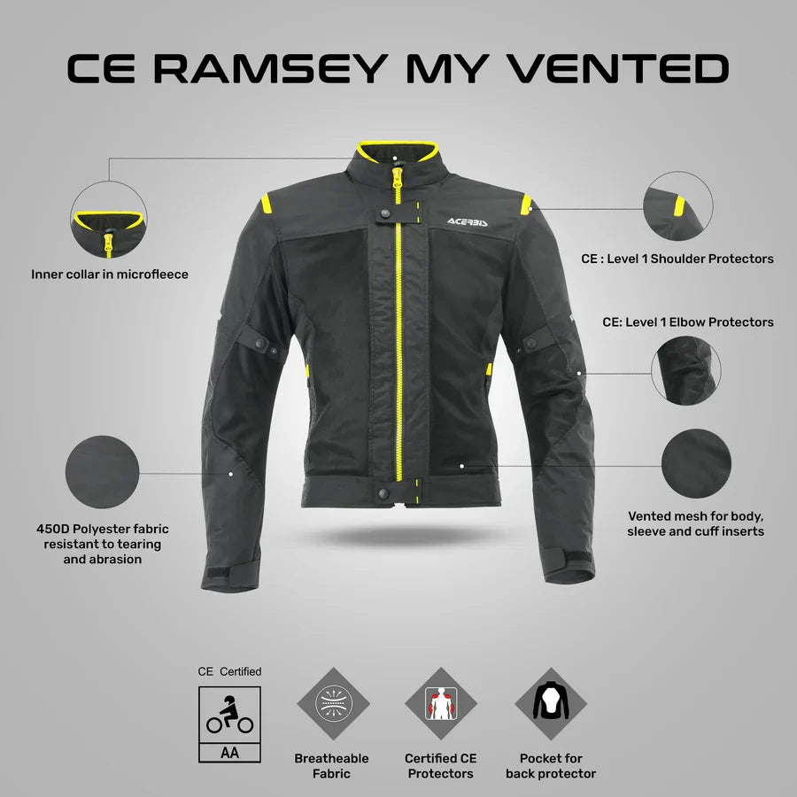 Acerbis Ramsey My Vented Jacket - Black/Yellow