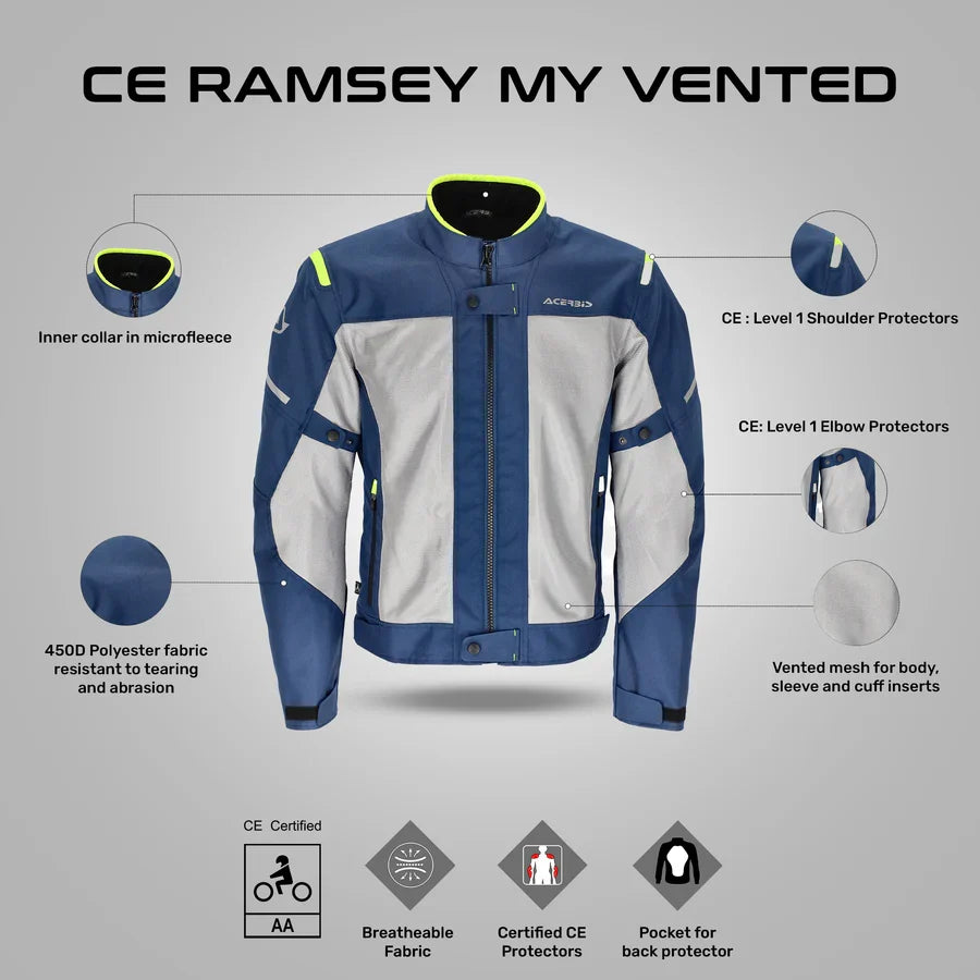 Acerbis Ramsey My Vented Jacket - Blue/Yellow