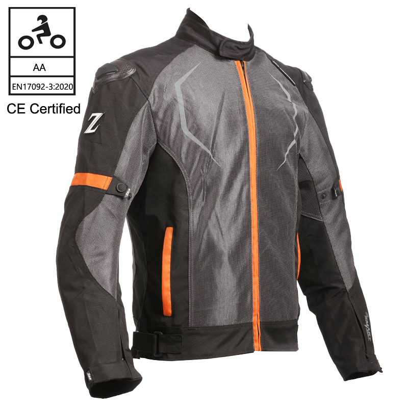 ZUES RAPTOR5 RIDING JACKET GREY ORANGE
