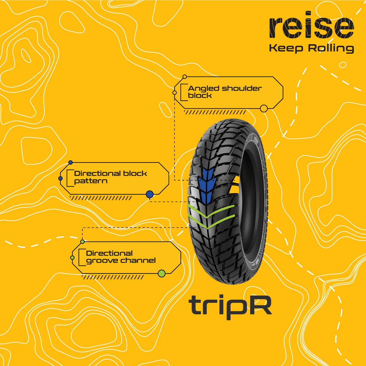 tripR 01  90/90-12 54J Front/Rear Tubeless Tyre