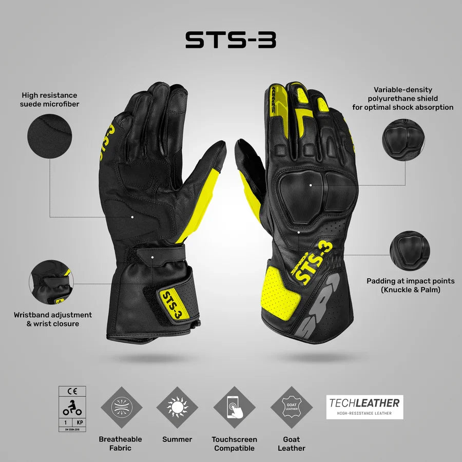 Spidi  STS 3 Gloves BLACK YELLOW