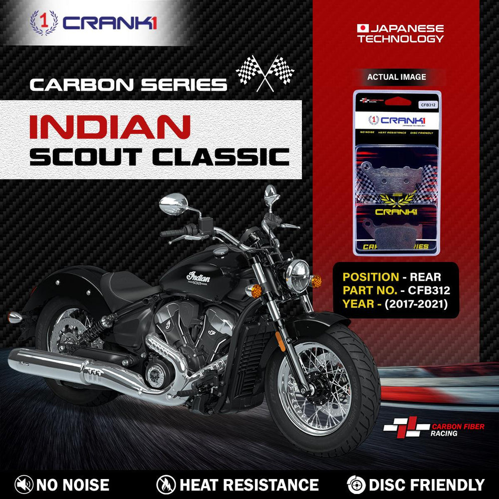 Carbon Brake Pads For Indian Scout Classic (2017-2021) - Rear - CFB312