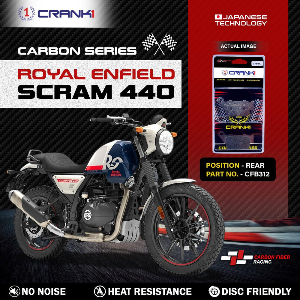 Carbon Brake Pads For Royal Enfield Scram 440 - Rear - CFB312
