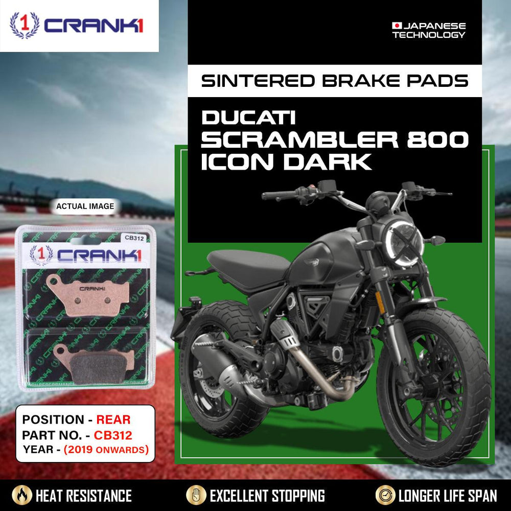 Sintered Brake Pads For Ducati Scrambler 800 Icon Dark (2019 Onwards) - Rear - CB312