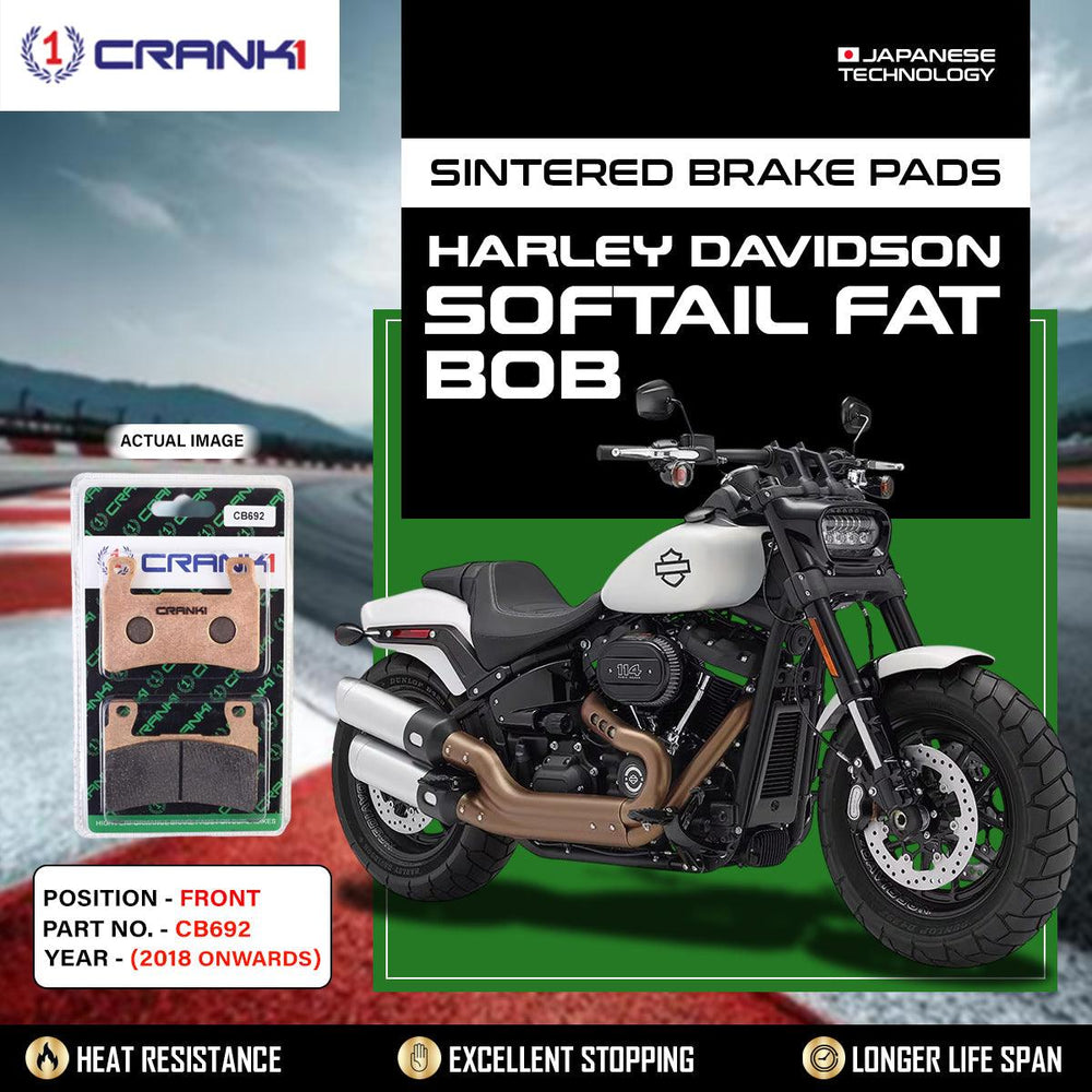 Sintered Brake Pads For Harley Davidson Softail Fat Bob (2018 Onwards) - Front - CB692 - 2 Sets