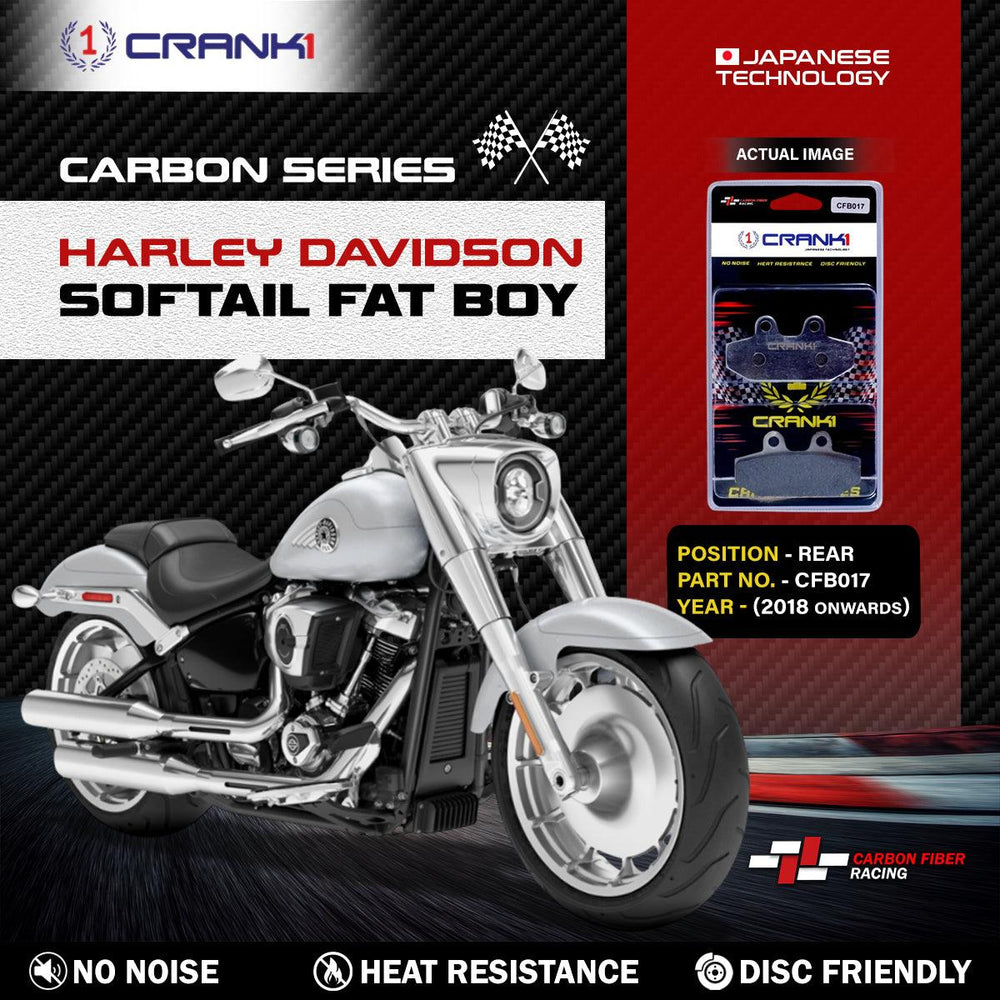 Carbon Brake Pads For Harley Davidson Softail Fat Boy (2018 Onwards) - Rear - CFB017
