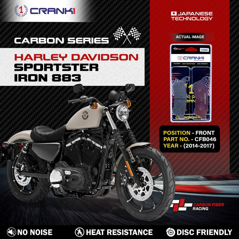 Carbon Brake Pads For Harley Davidson Sportster Iron 883 (2014-2017) - Front - CFB046