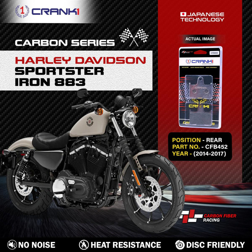 Carbon Brake Pads For Harley Davidson Sportster Iron 883 (2014-2017) - Rear - CFB452
