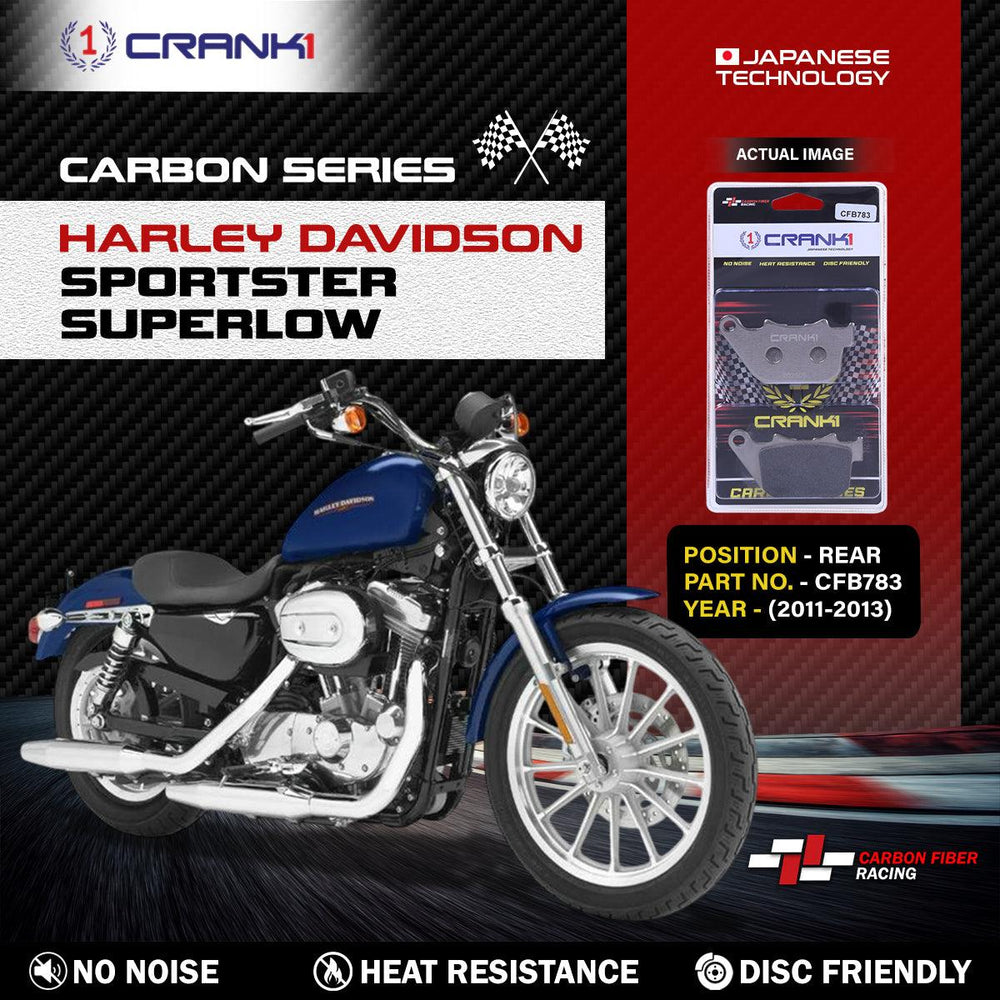 Carbon Brake Pads For Harley Davidson Sportster SuperLow (2011-2013) - Rear - CFB783