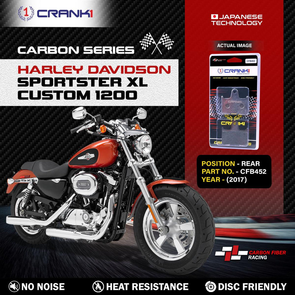 Carbon Brake Pads For Harley Davidson Sportster XL Custom 1200 (2017) - Rear - CFB452