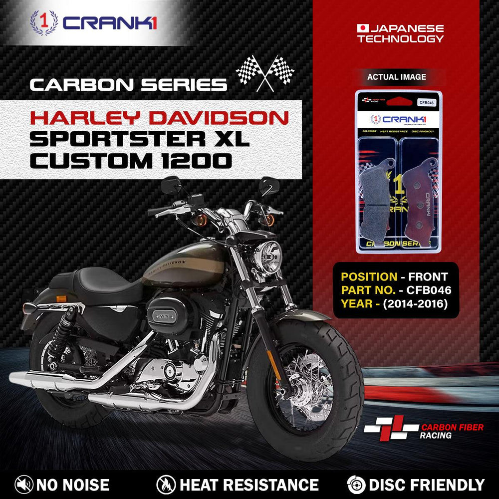 Carbon Brake Pads For Harley Davidson Sportster XL Custom 1200 (2014-2016) - Front - CFB046