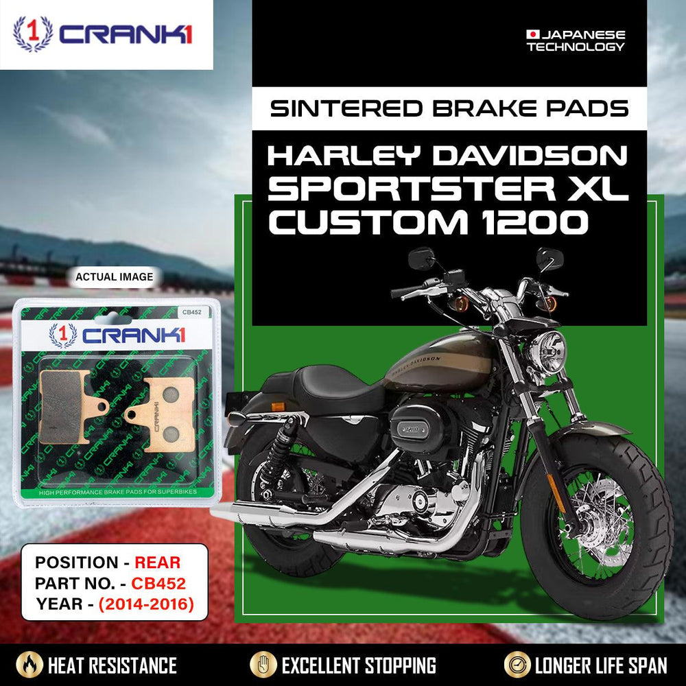Sintered Brake Pads For Harley Davidson Sportster XL Custom 1200 (2014-2016) - Rear - CB452