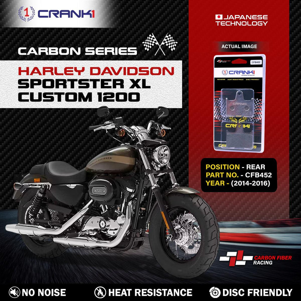 Carbon Brake Pads For Harley Davidson Sportster XL Custom 1200 (2014-2016) - Rear - CFB452