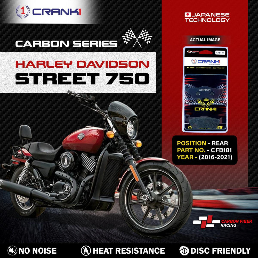Carbon Brake Pads For Harley Davidson Street 750 (2016-2021) - Rear - CFB181