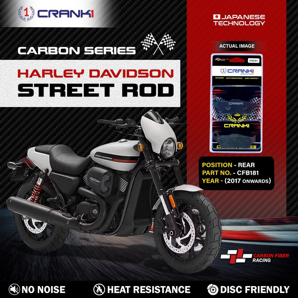 Carbon Brake Pads For Harley Davidson Street Rod (2017 Onwards) - Rear - CFB181