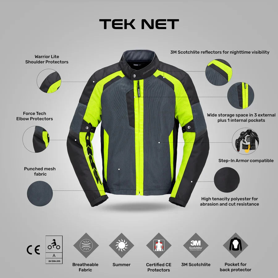 Spidi Tek Net Jacket - (Black/Yellow)