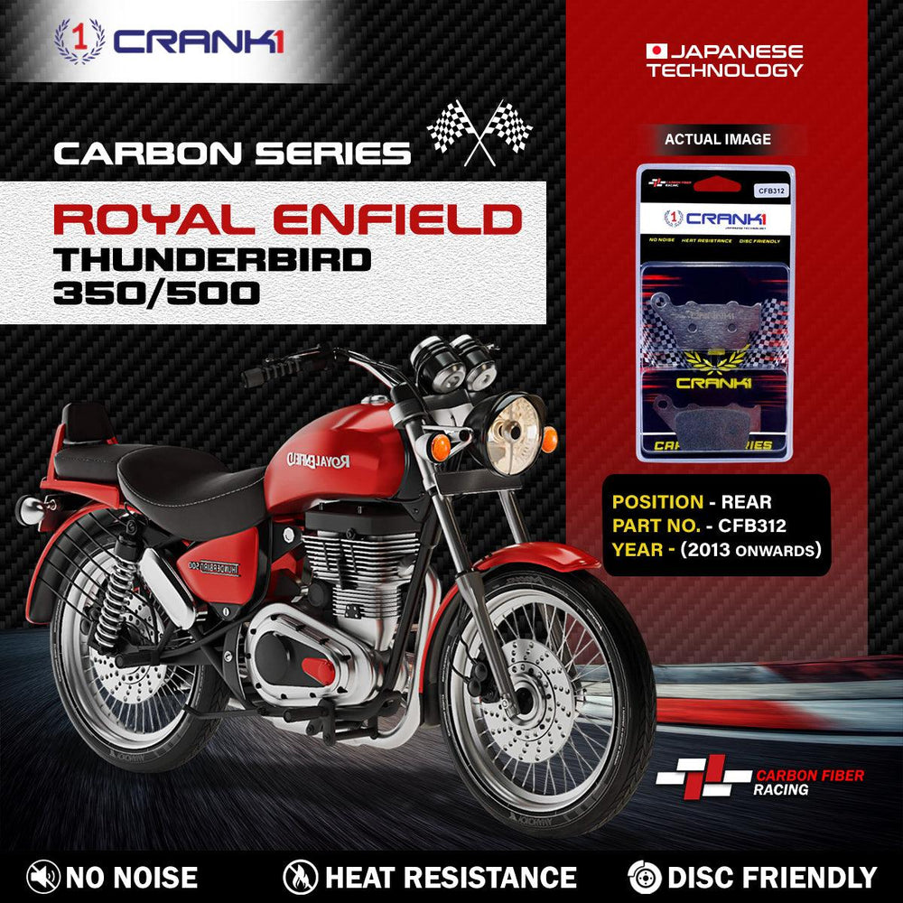 Carbon Brake Pads For Royal Enfield Thunderbird 350/500 (2013 Onwards) - Rear - CFB312