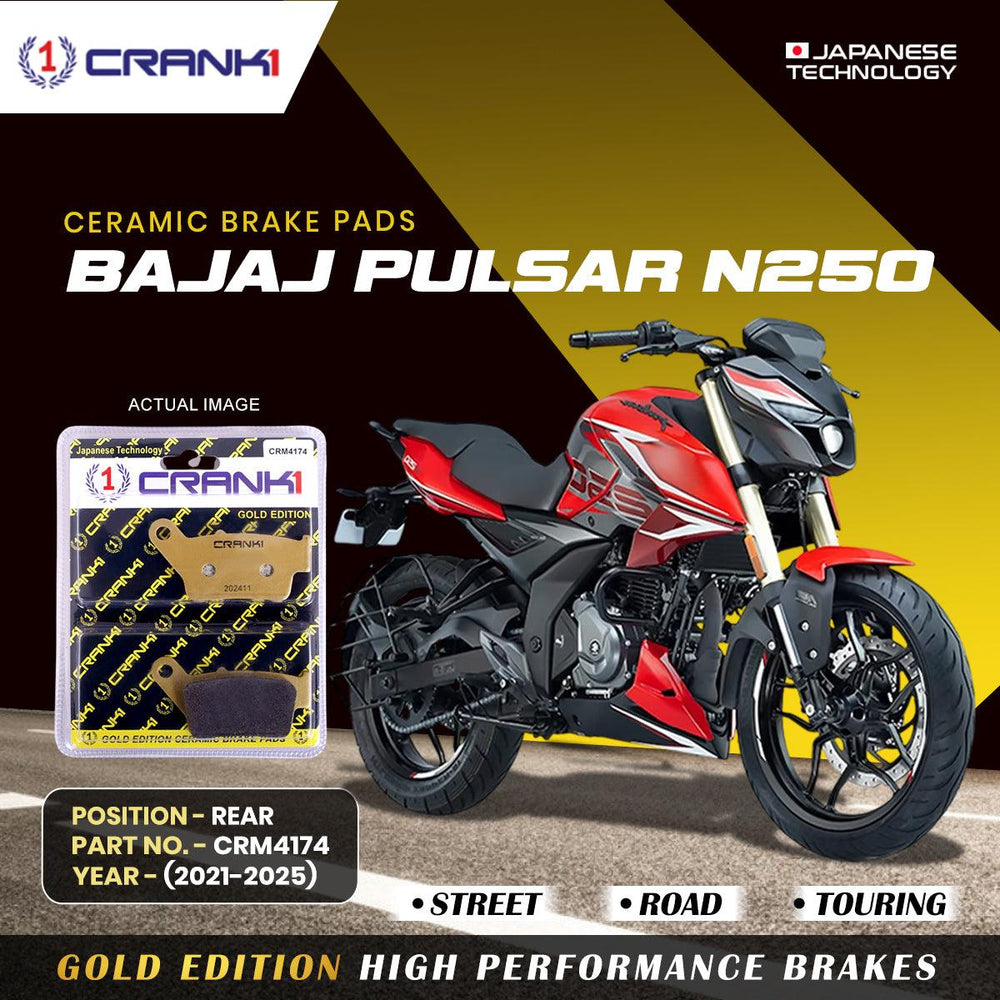 Ceramic Brake Pads For Bajaj Pulsar N250 (2021-2025) - Rear - CRM4174