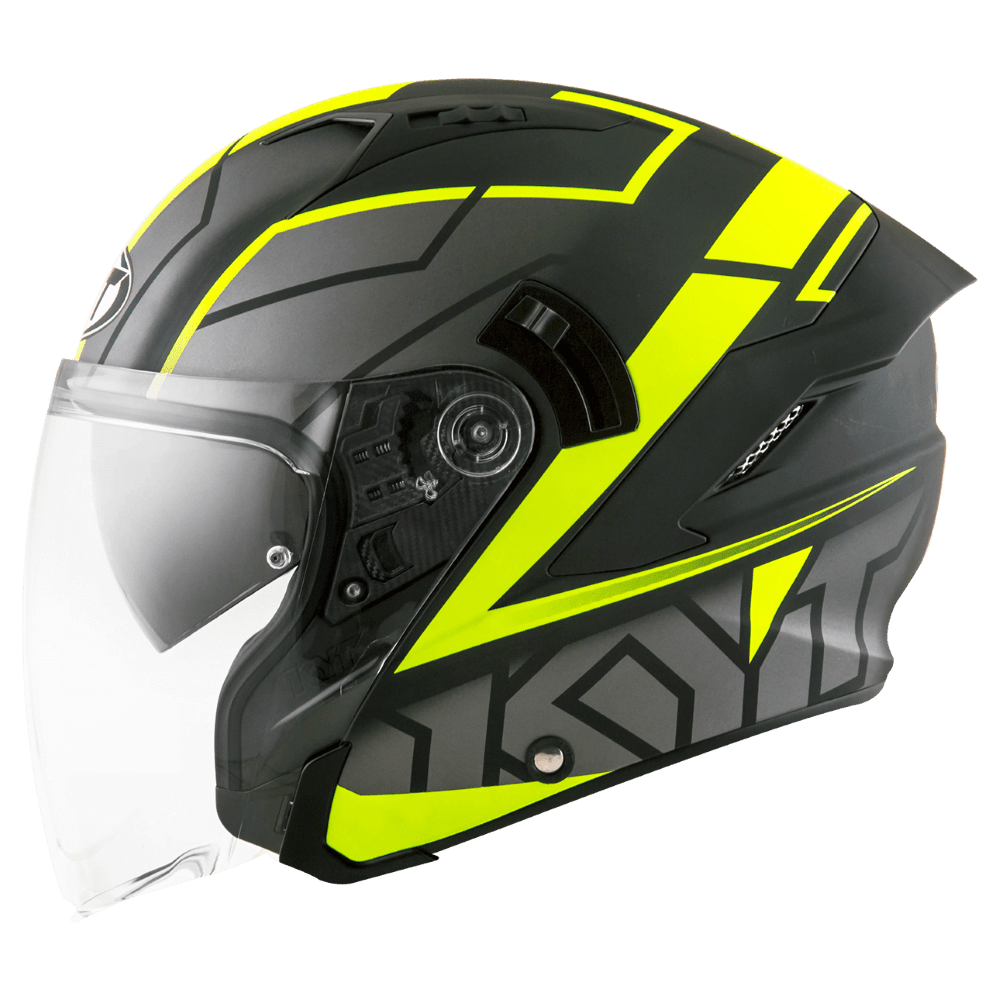 KYT NFJ Motion Matt Black Fluro Yellow Helmet