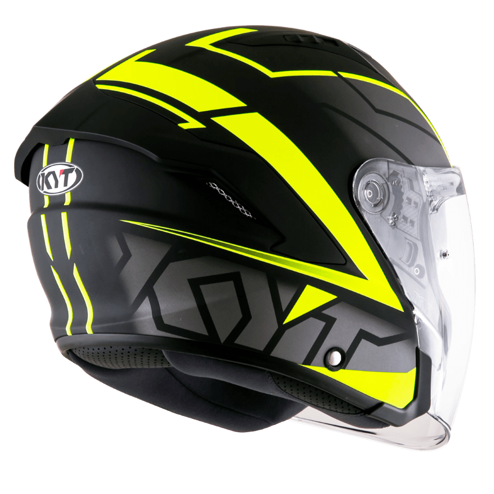 KYT NFJ Motion Matt Black Fluro Yellow Helmet