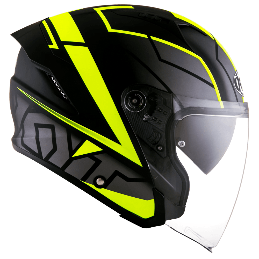 KYT NFJ Motion Matt Black Fluro Yellow Helmet