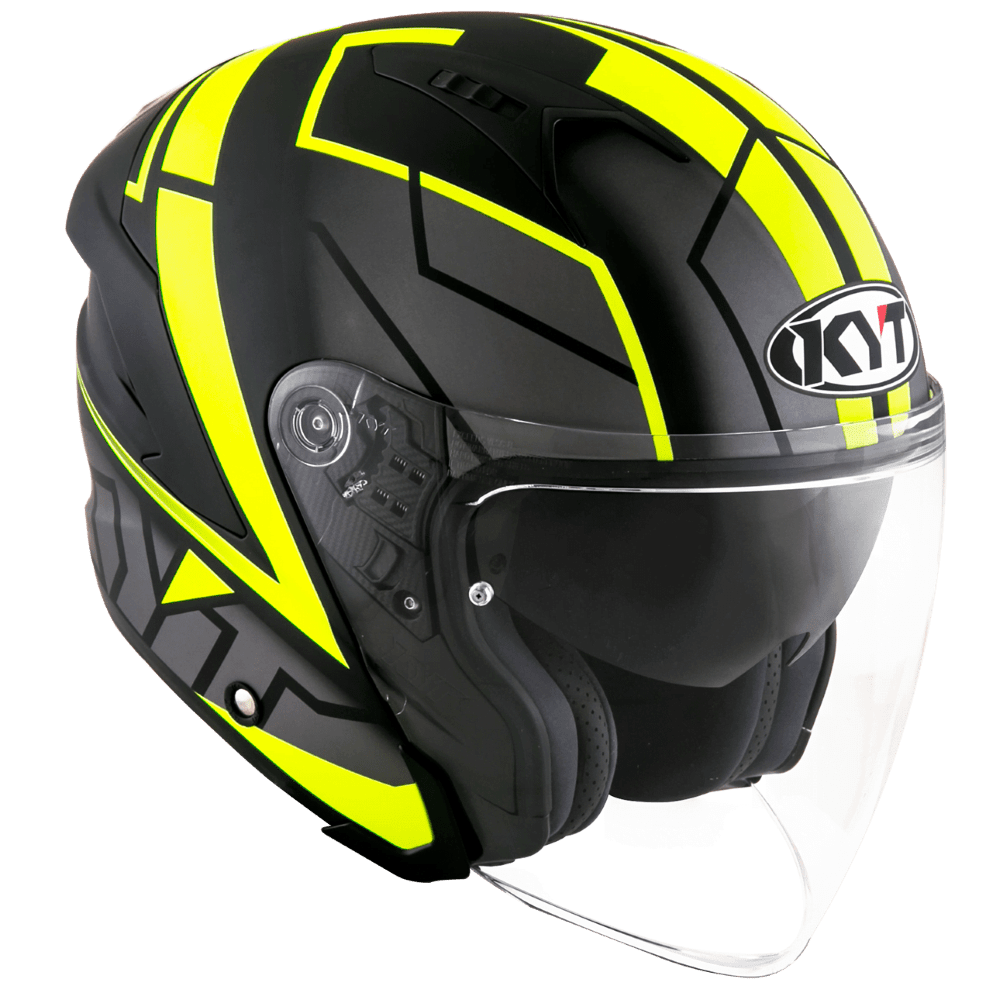 KYT NFJ Motion Matt Black Fluro Yellow Helmet