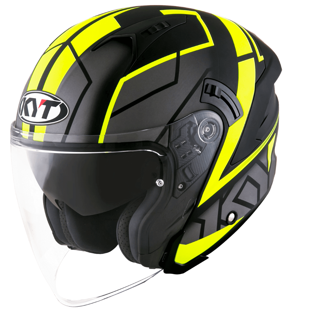 KYT NFJ Motion Matt Black Fluro Yellow Helmet