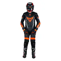 DSG GP Racing Leather Suit : Black Red Fluo - 1748240540738C - Master