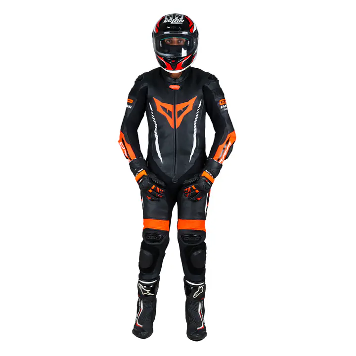 DSG GP Racing Leather Suit : Black Red Fluo - 1748240540738C - Master