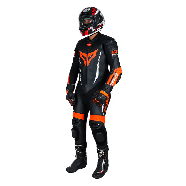 DSG GP Racing Leather Suit : Black Red Fluo - 1748240540738C - Master