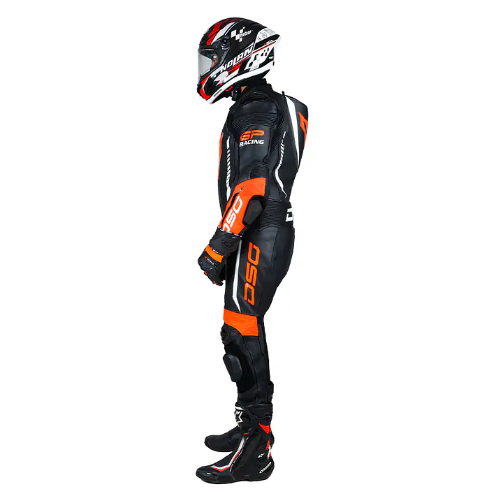 DSG GP Racing Leather Suit : Black Red Fluo - 1748240540738C - Master