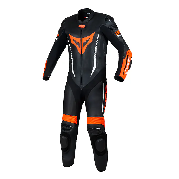 DSG GP Racing Leather Suit : Black Red Fluo - 1748240540738C - Master