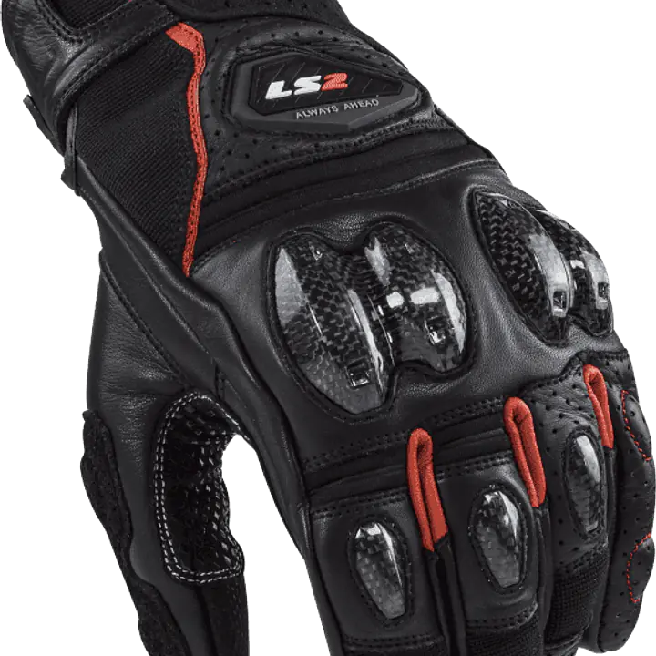 LS2 SPARK II LEATHER GLOVES BLACK RED - 1748192325CZXV - Master