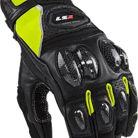 LS2 SPARK II LEATHER GLOVES BLACK H V YELLOW - 1748192354L41J - Master