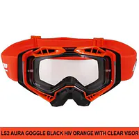 LS2 AURA GOGGLE BLACK HIV ORANGE WITH CLEAR VISOR - 1748192384O8MC - Master