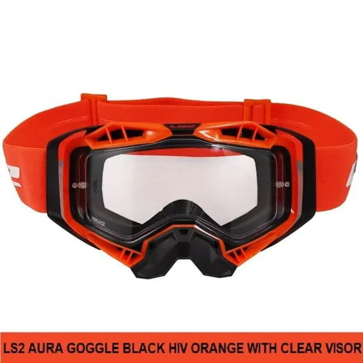 LS2 AURA GOGGLE BLACK HIV ORANGE WITH CLEAR VISOR - 1748192384O8MC - Master