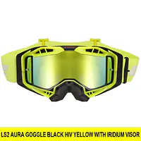 LS2 AURA PRO GOGGLE BLACK HIV YELLOW WITH IRIDIUM VISOR - 1748192214GMHB - Master