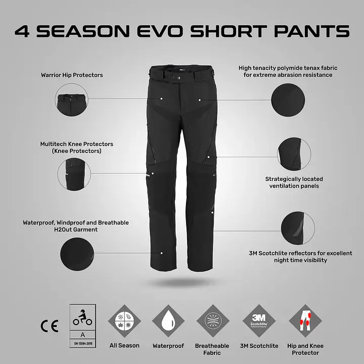 Spidi  |  7111558021  4Season Pants Short - Black - Master