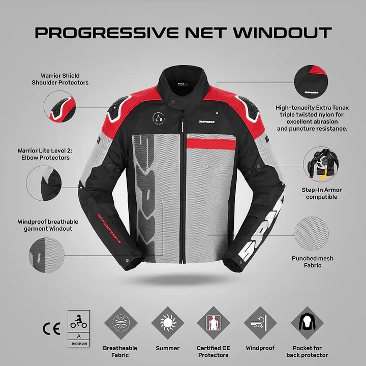 Spidi  |  7111103071  Progressive Net Windout Jacket - Red - Master