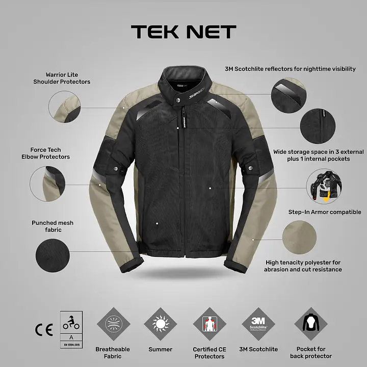 Spidi  |  7111103054 Tek Net Jacket - Sand - Master
